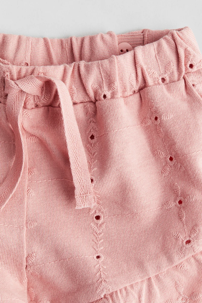 Jersey Shorts with Eyelet Embroidery