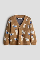 Jacquard-Knit Wool Cardigan