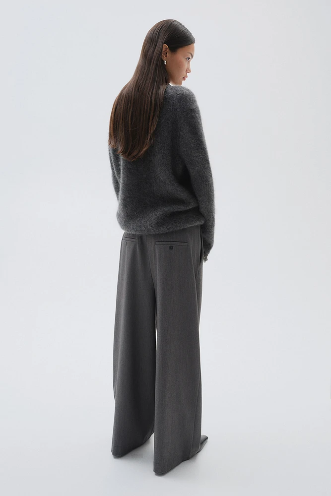 Wide-Leg Twill Pants