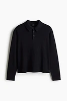 Loose-Fit Fine-Knit Polo Shirt