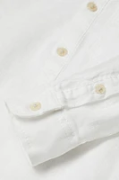 Linen-blend Band-collar Shirt