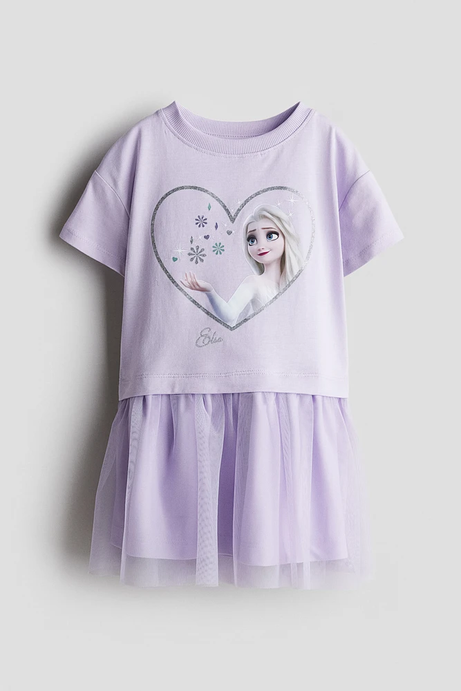 Tulle Dress with Printed Motif