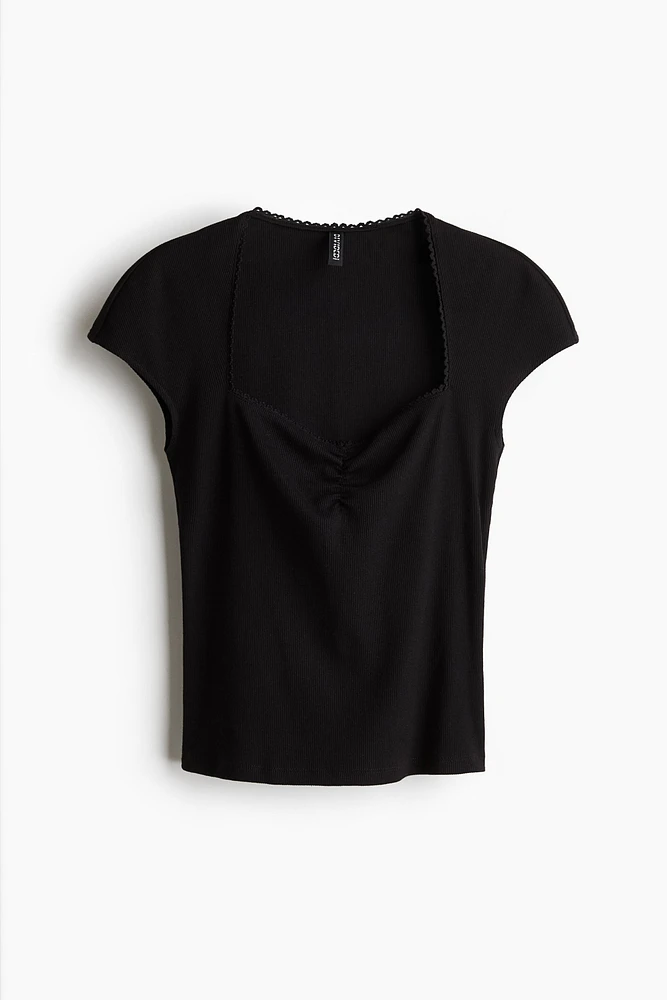 Ribbed Sweetheart-Neck Top