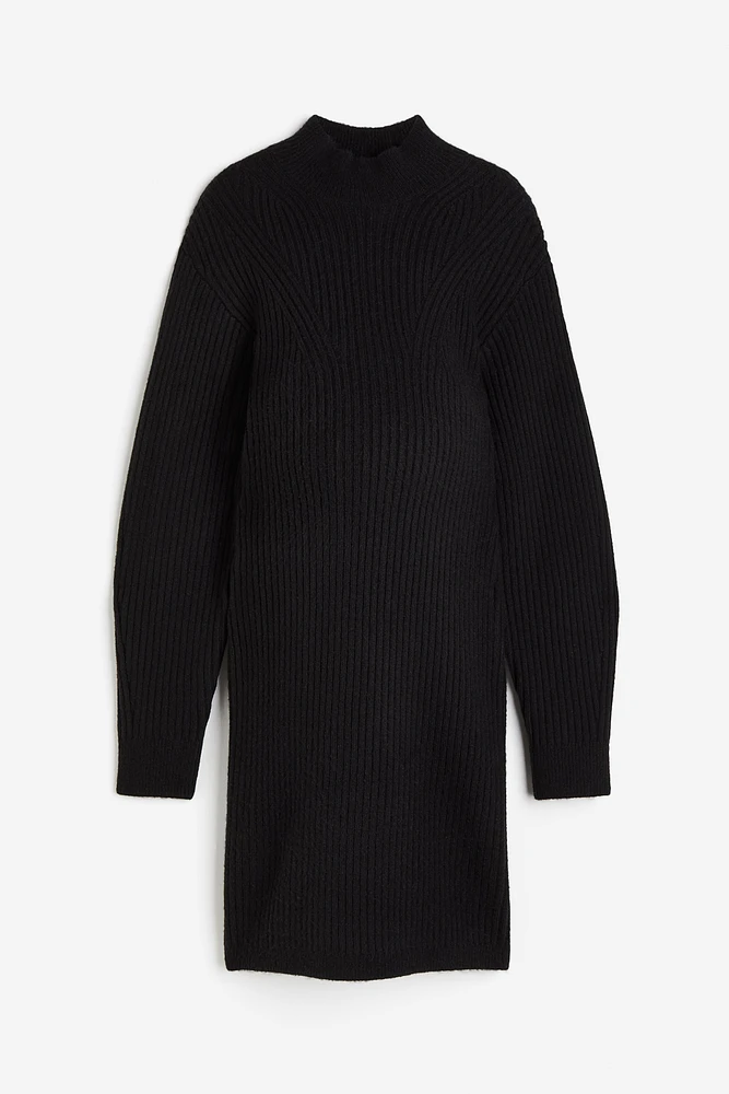 MAMA Rib-knit Mock Turtleneck Dress