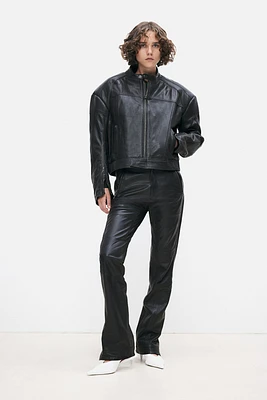 Boxy Leather Biker Jacket