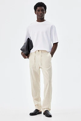 Regular-Fit Linen-Blend Pants