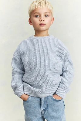 Patent-Knit Cotton Sweater