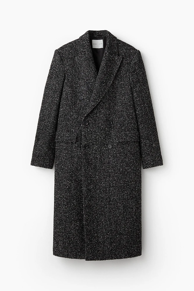 Wool-Blend Double-Breasted Tweed Coat