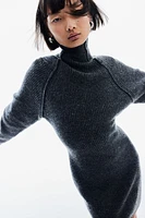 Rib-Knit Mock Turtleneck Dress