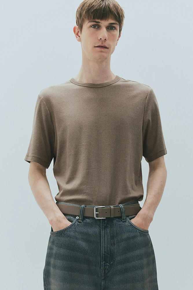 Slim-Fit Ribbed T-Shirt