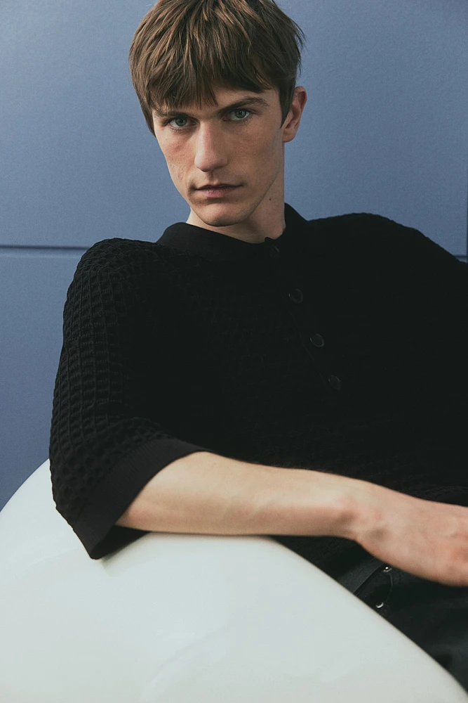 Regular Fit Waffle-knit polo shirt