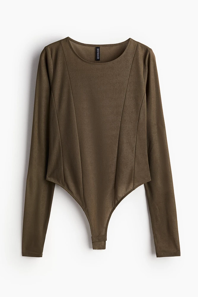 Textured Jersey Thong Bodysuit