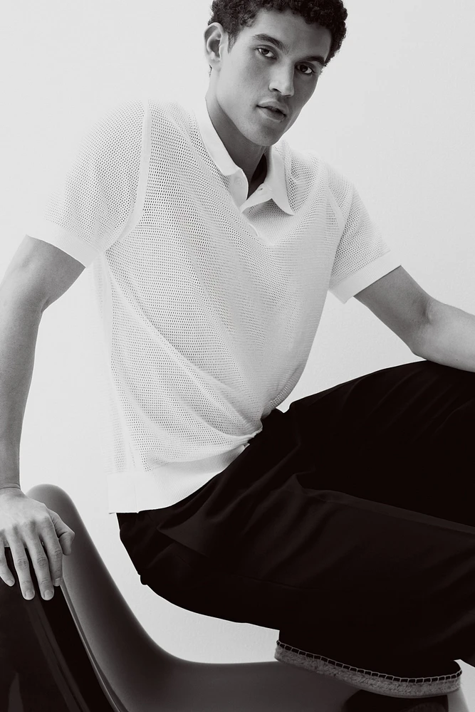 Regular-Fit Hole-Knit Polo Shirt