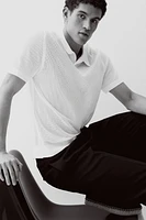Regular-Fit Hole-Knit Polo Shirt