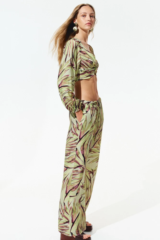 Wide-Leg Drawstring Pants