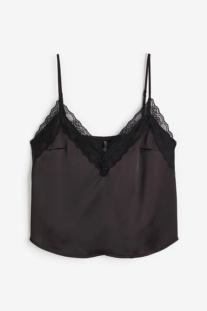 Lace-trimmed Satin Camisole Top