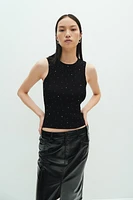 Rhinestone-Embellished Sleeveless Top