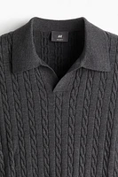 Regular-Fit Cable-Knit Polo Shirt