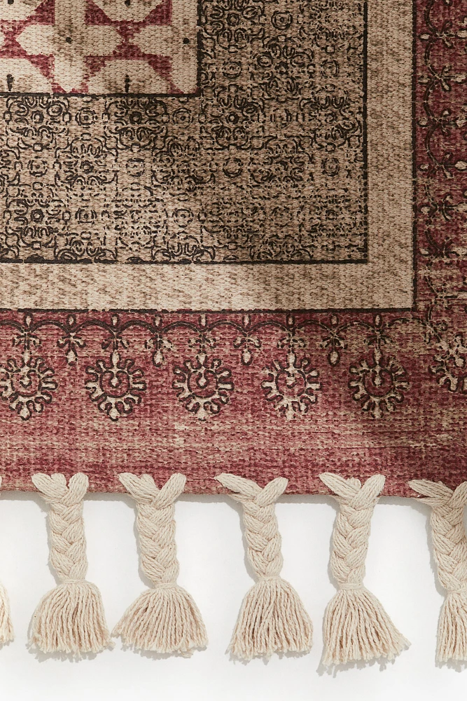 Patterned Rug with Fringe