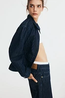 High-Waist Knee-Length Denim Shorts