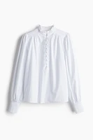 Frilled-collar cotton blouse