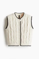 Button-Front Cable-Knit Sweater Vest