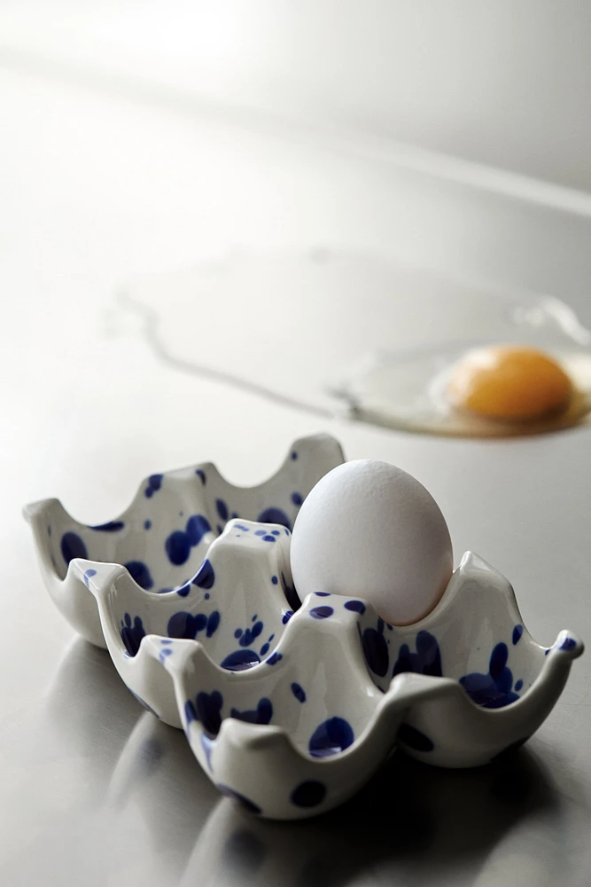 Speckled-Glaze Stoneware Egg Tray