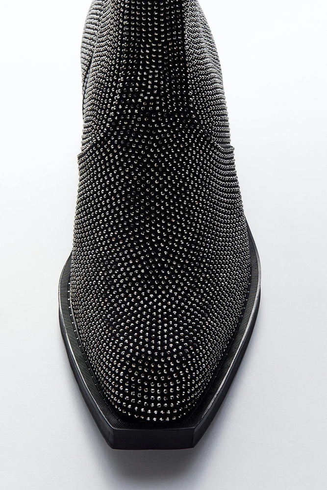 Rhinestone-Embellished Boots