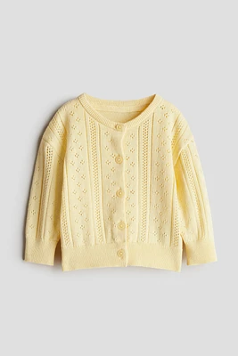 Pattern-knit Cotton Cardigan