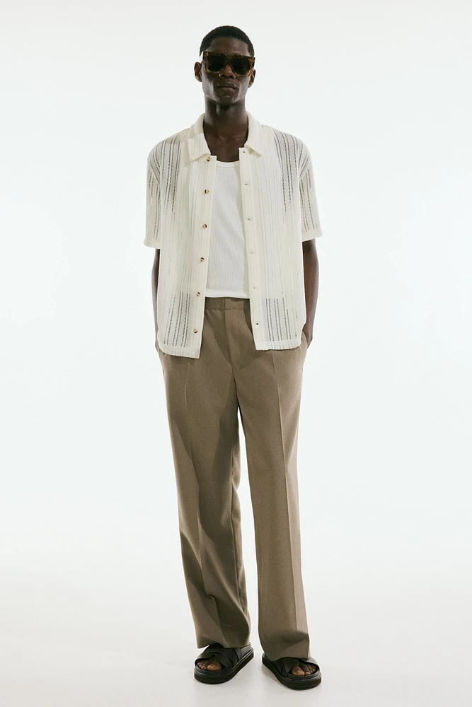 Regular Fit Crochet-look shirt
