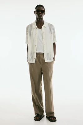 Regular Fit Crochet-Look Shirt