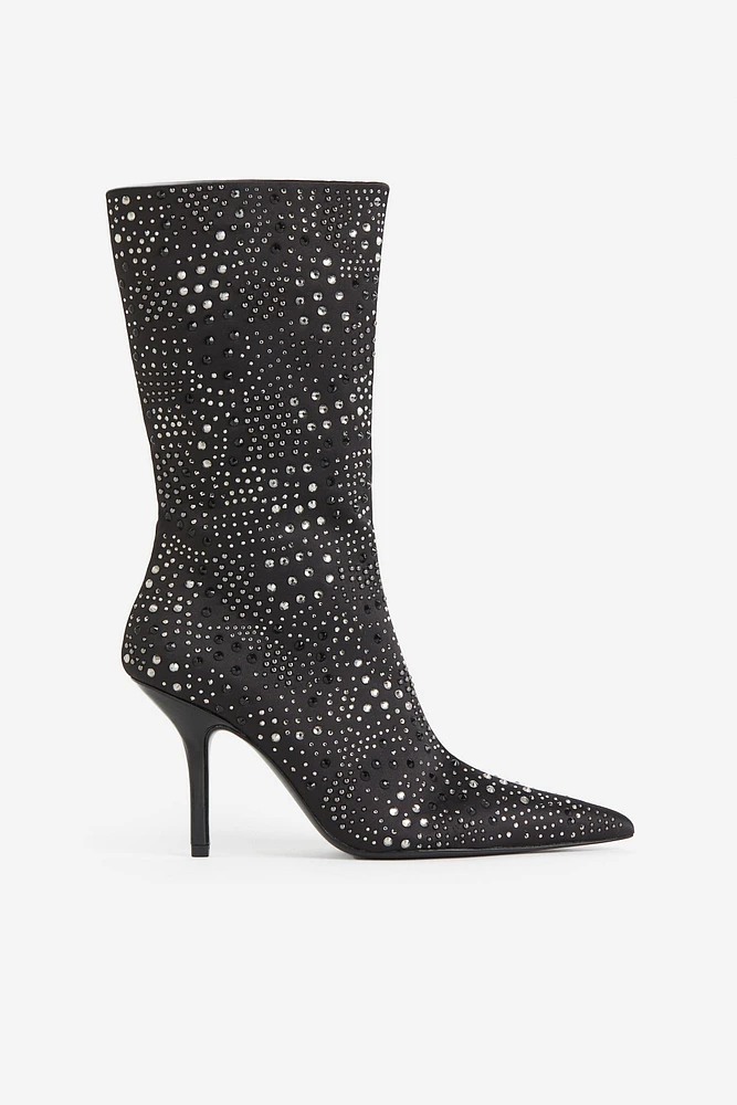 Bottines à talon avec strass