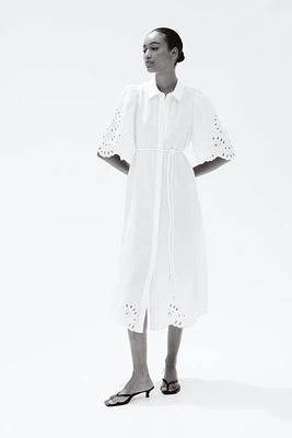 Shirt Dress with Eyelet Embroidery