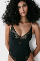 Microfiber and Lace Bodysuit