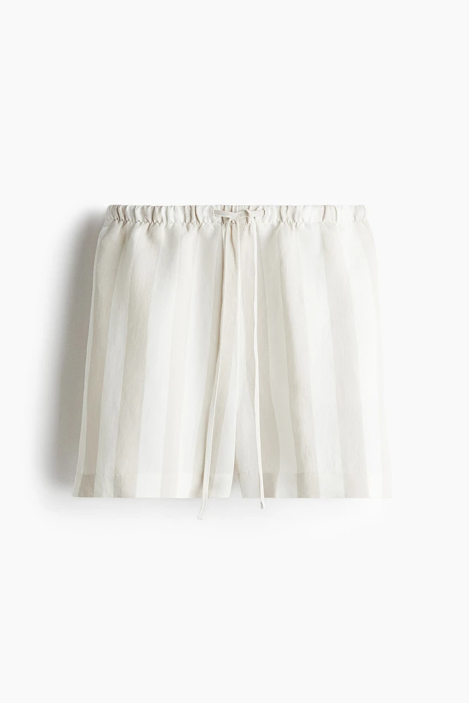 Short en lin mélangé avec cordon de serrage