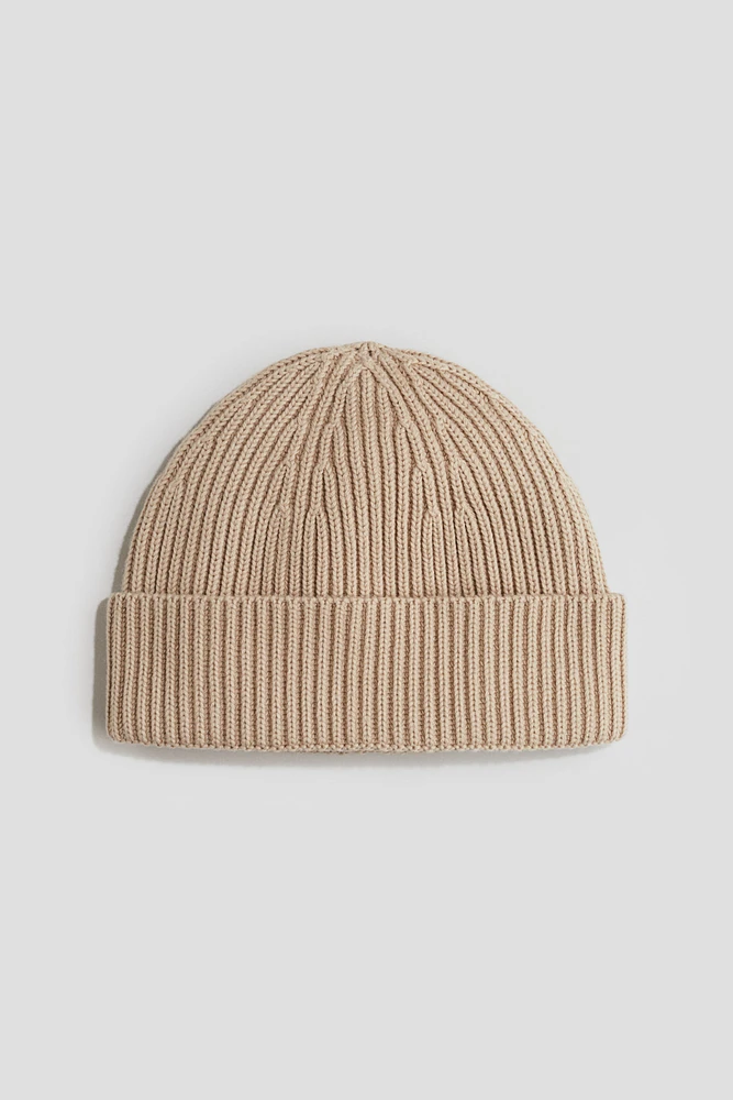 Rib-Knit Cotton Beanie