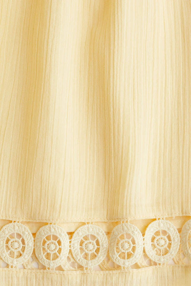 High-Waist Lace-Inset Drawstring Shorts