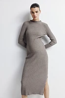 MAMA Rib-Knit Mock Turtleneck Dress