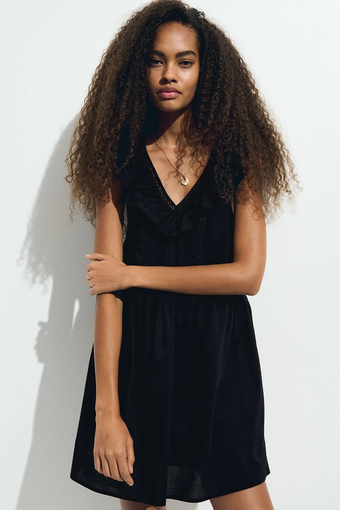 Ruffle-Trimmed Cotton Dress