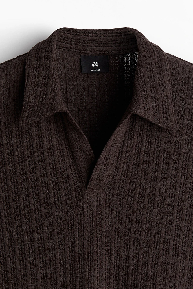 Polo ample en tricot jacquard