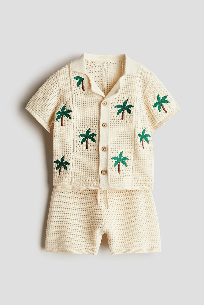 2-Piece Hole-Knit Cotton Set