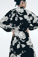 Robe en lin mélangé avec ceinture à nouer