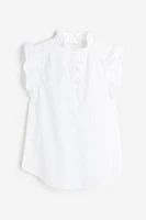 Ruffle-trimmed Linen-blend Blouse