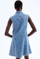 Robe chemise sans manches en denim