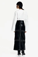 Stud-Embellished Coated Skirt