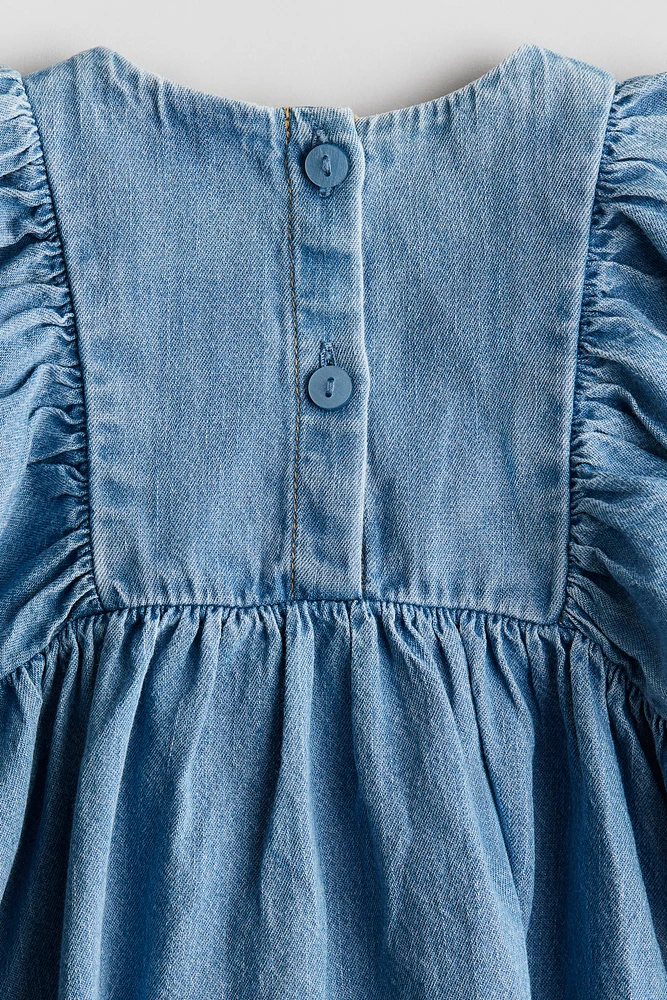 Embroidered-Detail Denim Dress