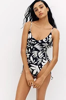 Padded-Cup Drawstring-Detail Swimsuit