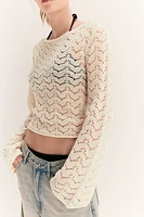 Open-back Pointelle-knit Top