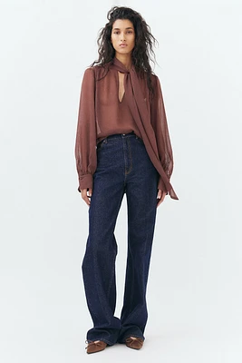 Tie-Neck Chiffon Blouse