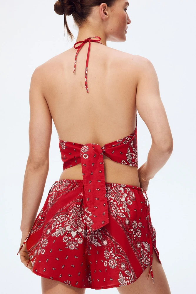 Short de plage avec détails à nouer